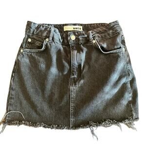 Topshop Moto Black Denim Mini Skirt US Sz 6 Western Whimsigoth Festival Concert